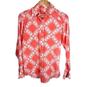 Vintage Red & White Western Button Down Shirt Size 13/14